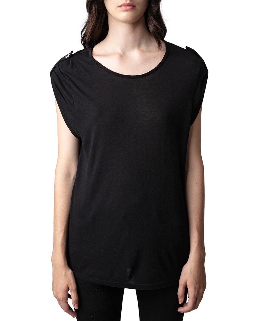 Zadig & Voltaire Zadig&voltaire Women's Noir Donate Star-embellished Jersey T-shirt In Black