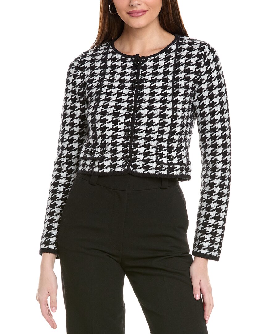 Hugo Boss Women's Sorper Checkered Houndstooth Cardigan In Black