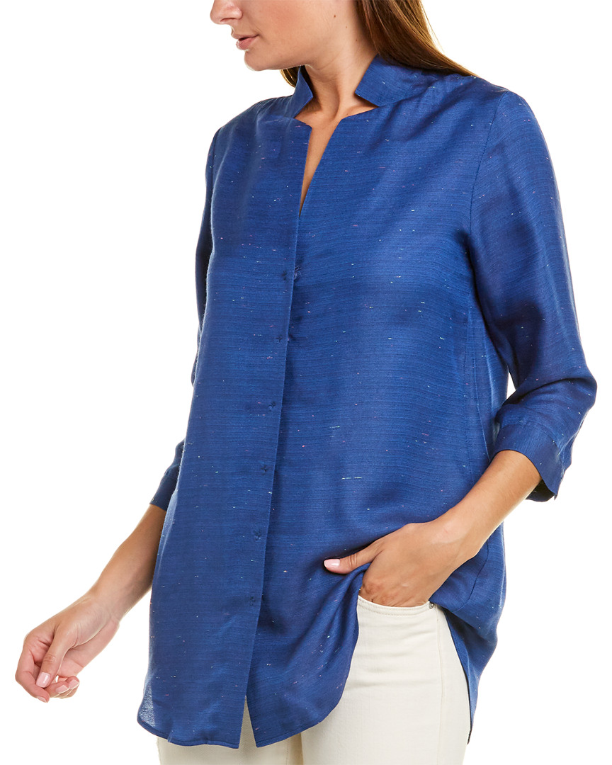 Image of Leggiadro Inverted Notch Collar Silk-Blend Shirt