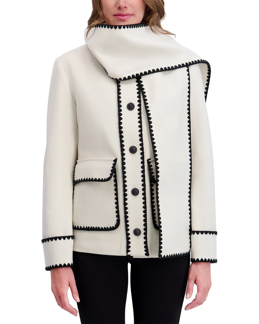 Kensie Scarf Collar Jacket In White