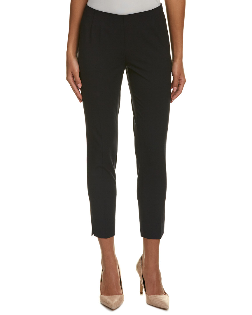 Shop Lafayette 148 New York Side-zip Wool-blend Crop Pant In Blue