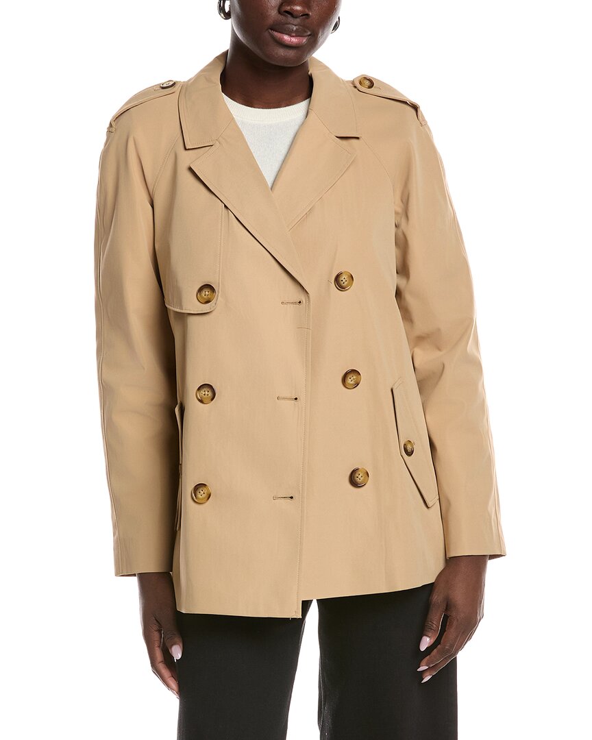 Ellen Tracy Short Trench Coat In Brown