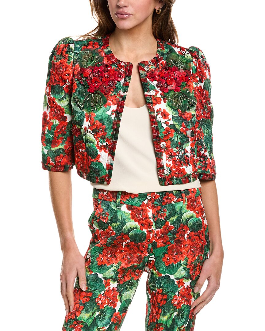 Dolce & Gabbana Woman Blazer Green Size 4 Cotton, Viscose, Silk, Elastane, Glass In Red