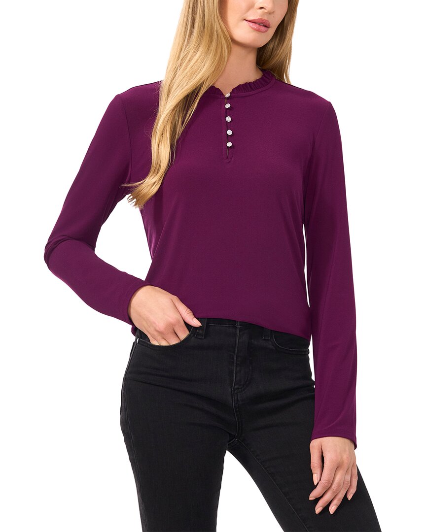 Cece Ruffle Trim Knit Henley