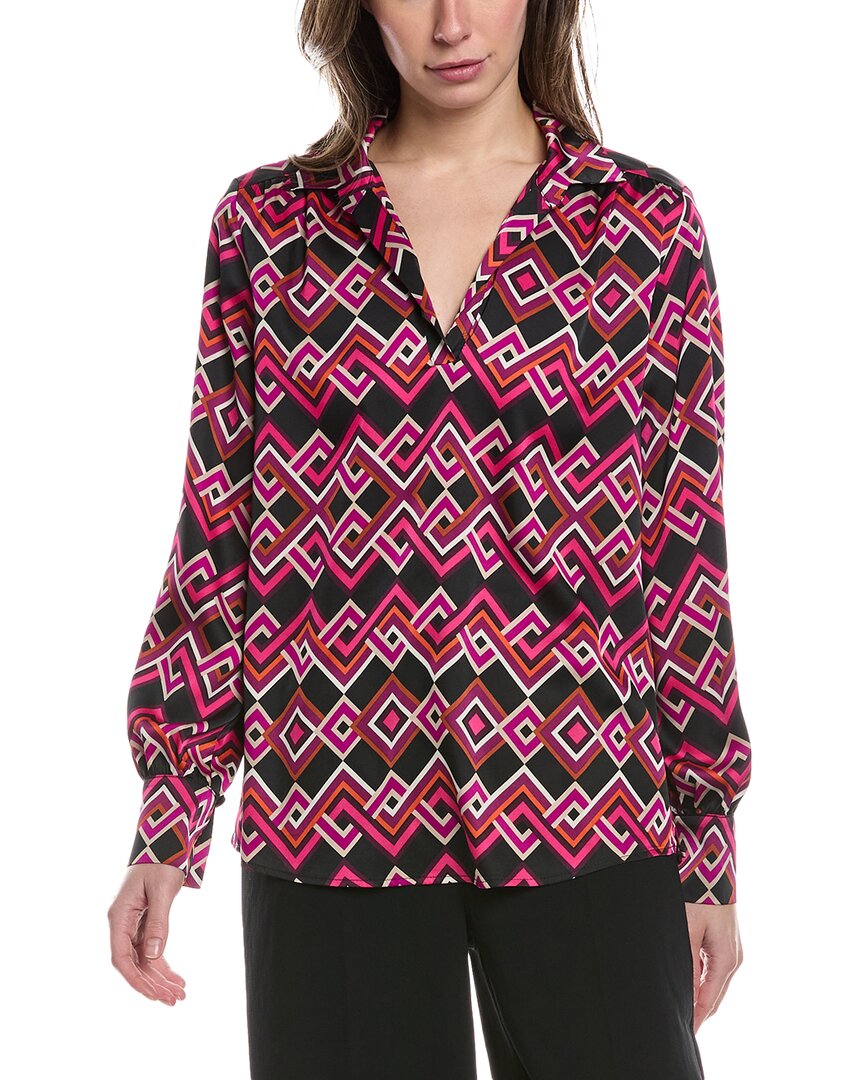Joseph Ribkoff Open Placket Blouse In Purple