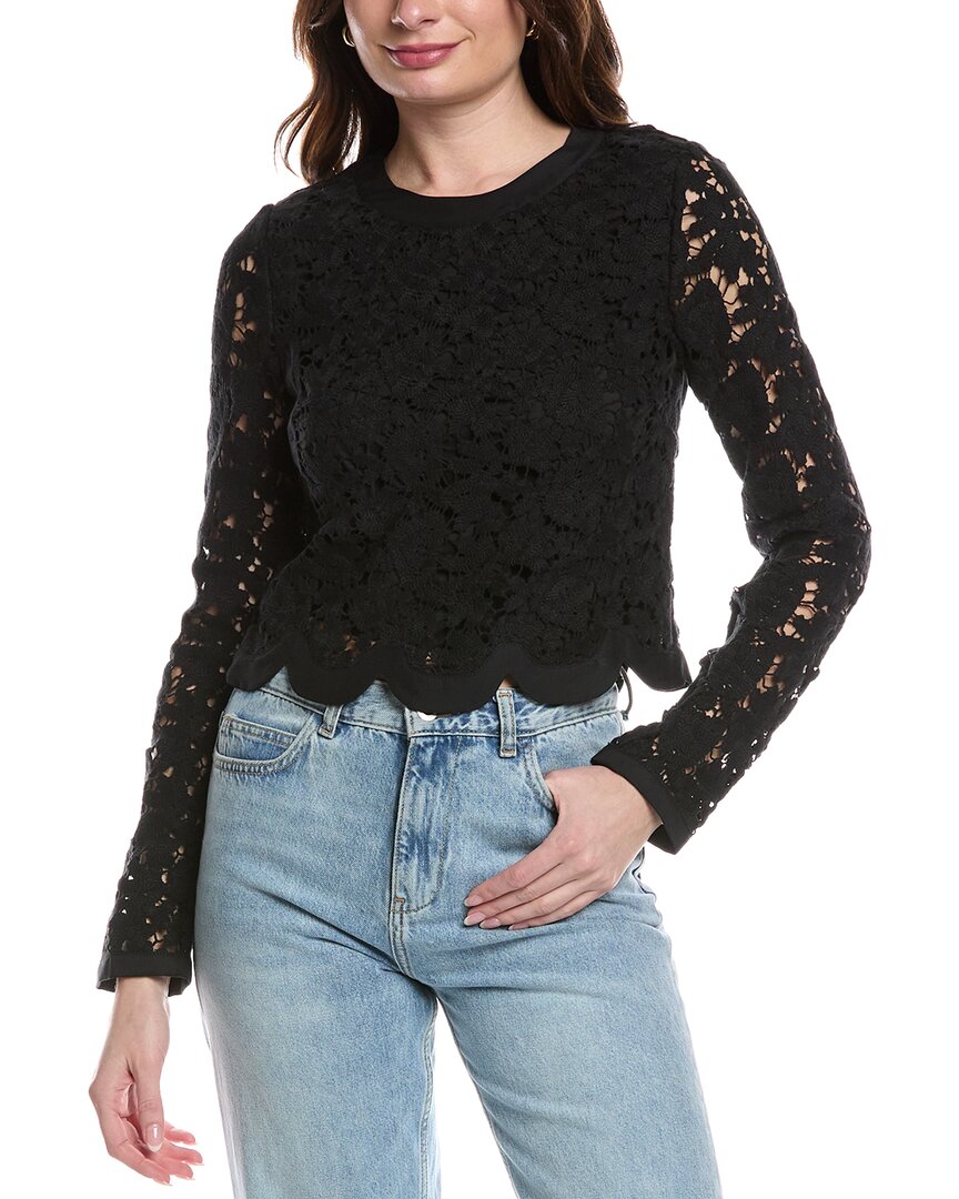 REBECCA TAYLOR REBECCA TAYLOR RETRO LACE BOW SILK-BLEND TOP