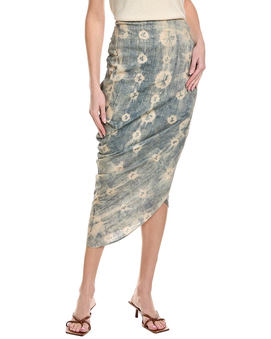 Just Bee Queen Noor Linen-blend Midi Skirt In Blue