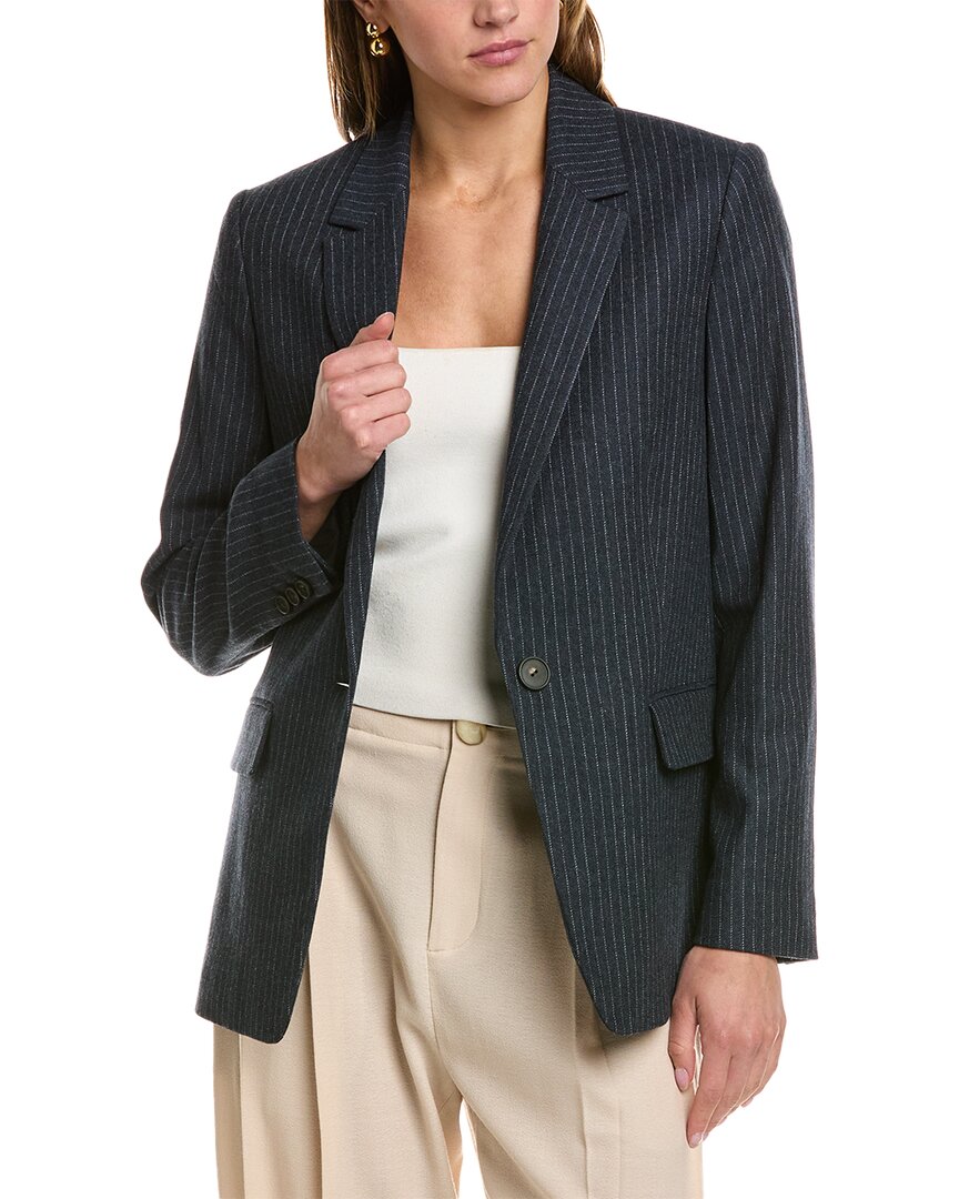 Vince Pinstripe Flannel Blazer In Blue