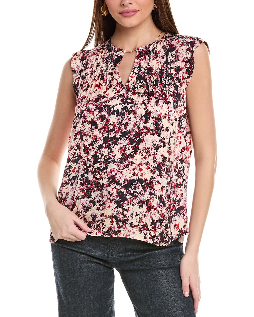 Hugo Boss Boss Binalli Floral Ruffle Sleeveless Top In Pink
