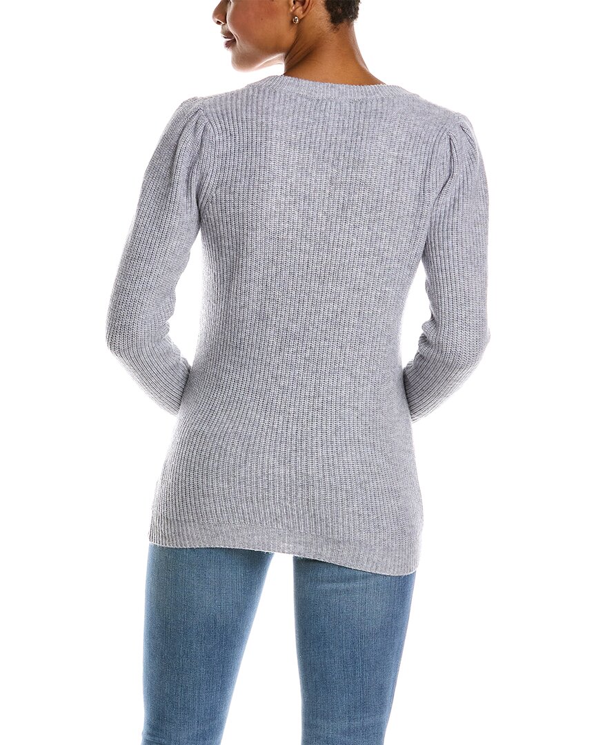 Shop Qi Cashmere Puff Sleeve Wool & Cashmere-blend Sweater In Grey