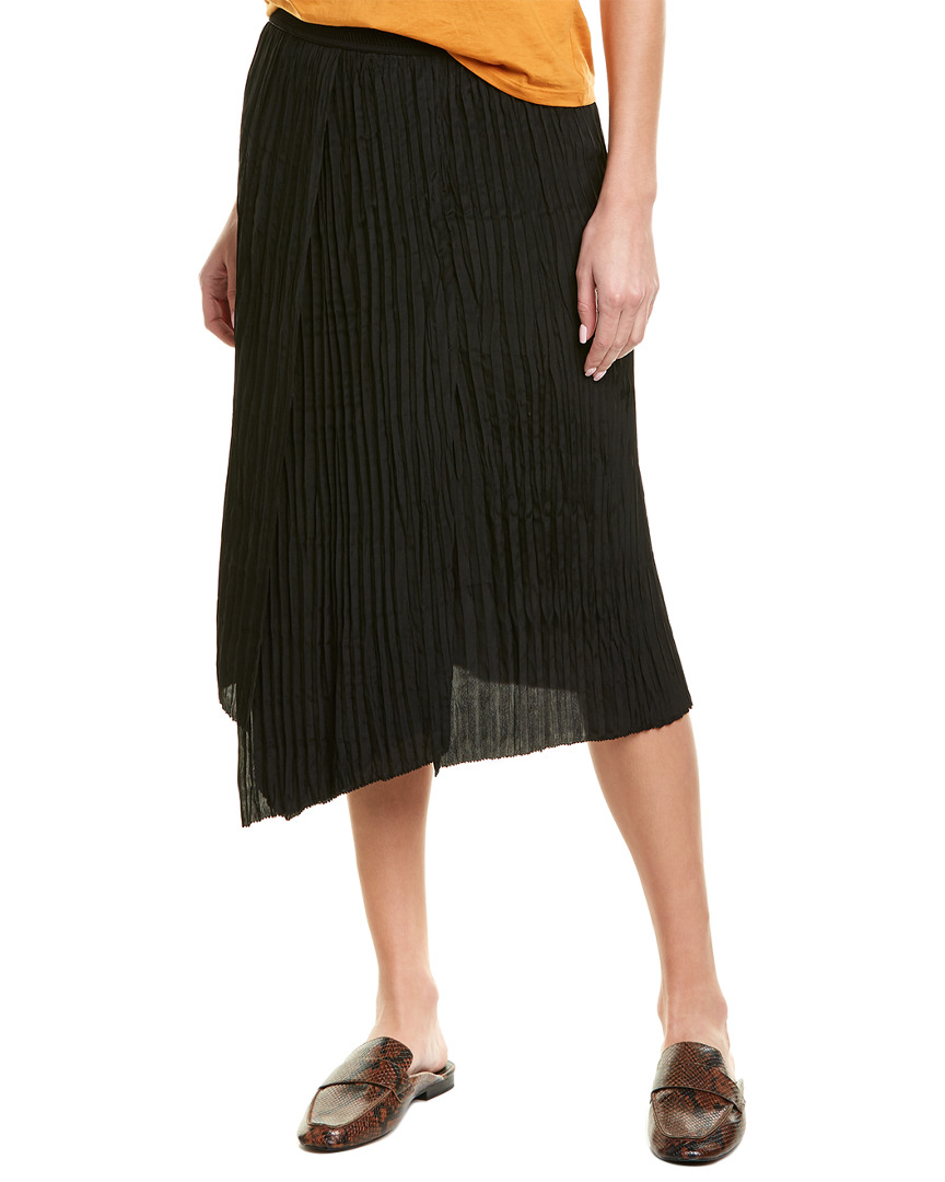 Vince Crinkle Pleated Silk-Blend Skirt Women's Black S | eBay