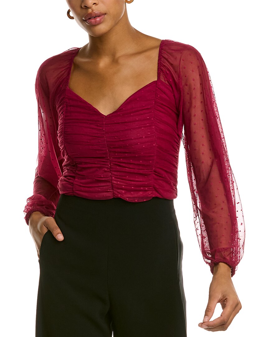 Socialite Ruched Mesh Crop Top In Red ModeSens