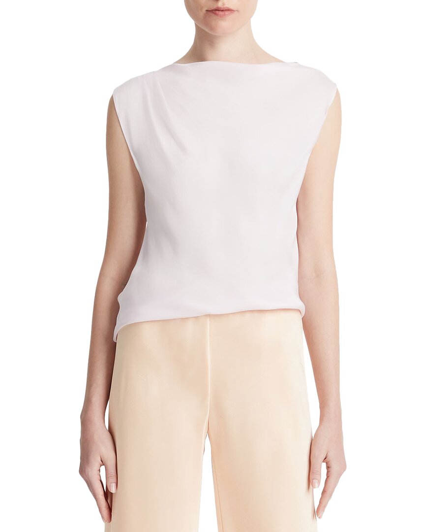 VINCE VINCE ASYMMETRIC DRAPE CAP SLEEVE SILK-BLEND BLOUSE