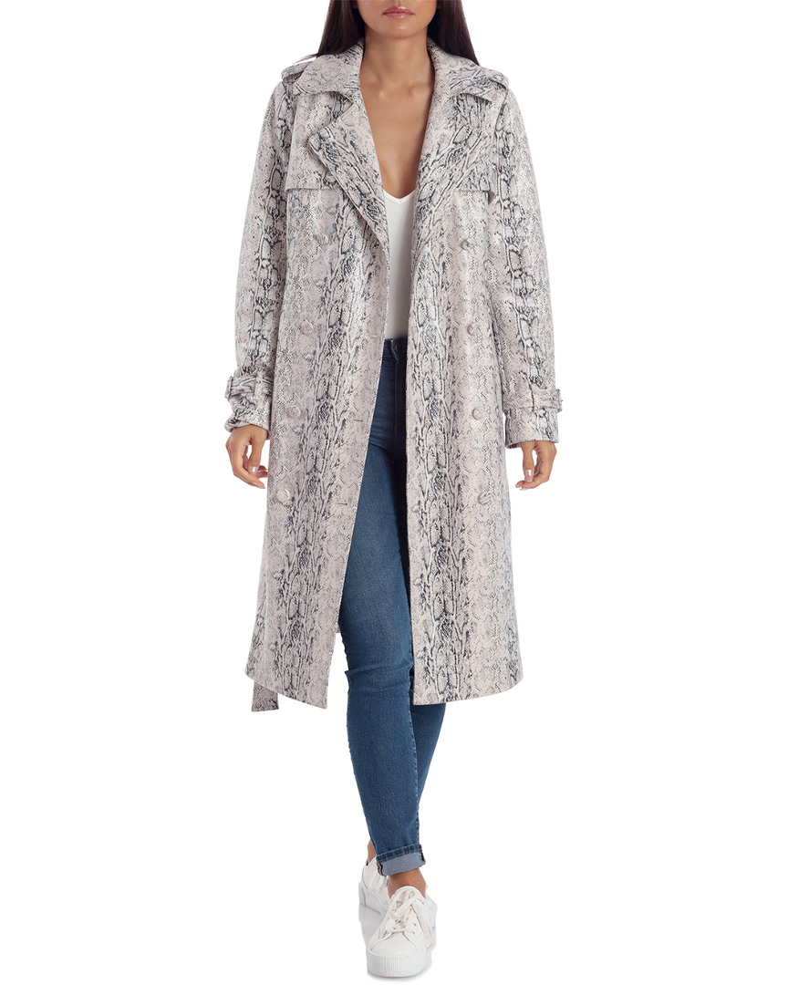 Image of Avec Les Filles Double-Breasted Snake Print Trench Coat