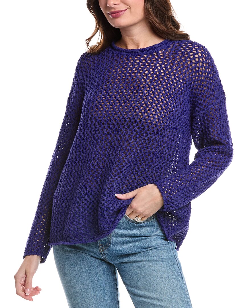 Eileen Fisher Open Knit Sweater In Blue