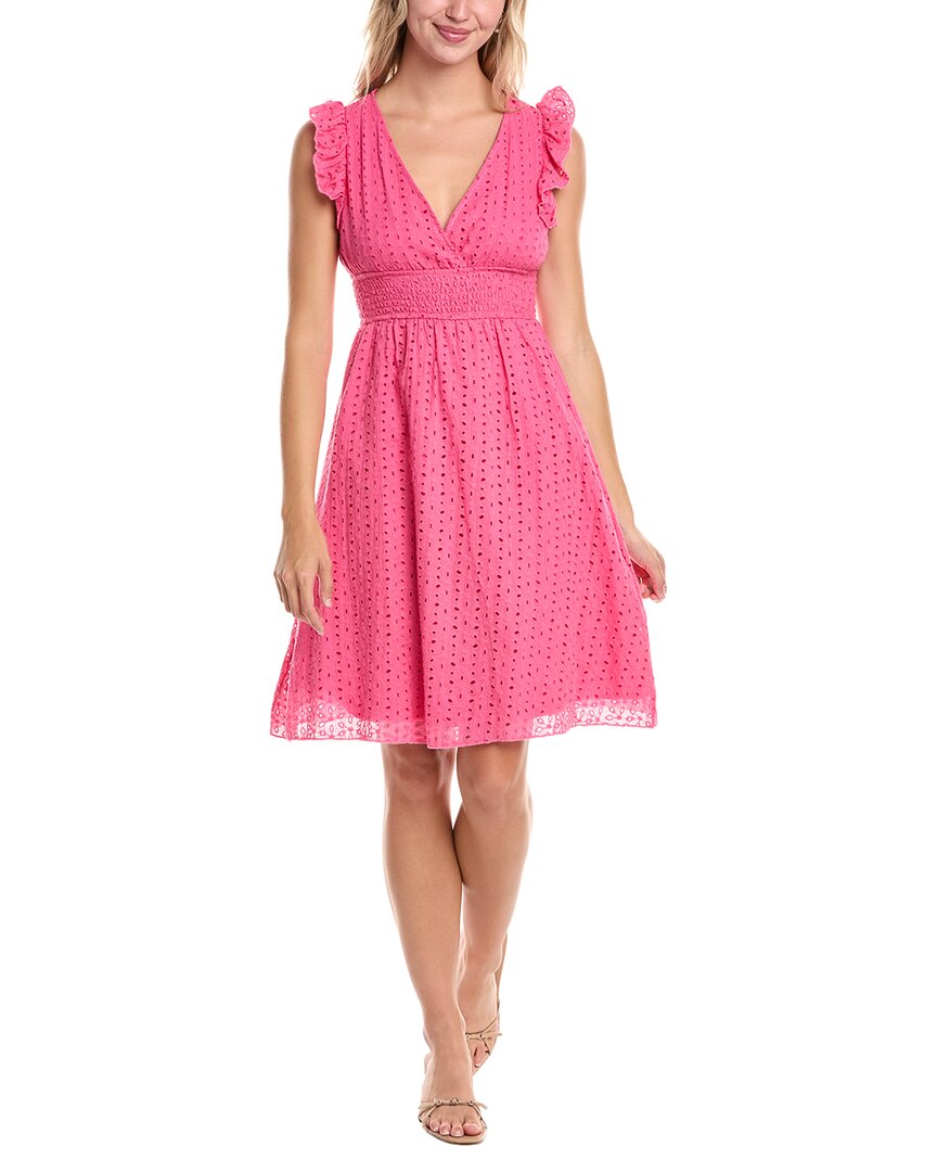 Madison Miles Broderie Midi Dress In Pink