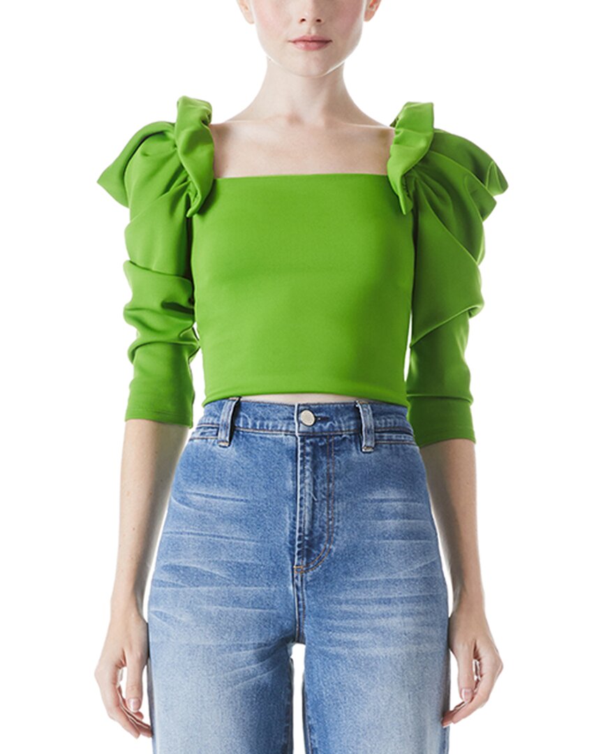 ALICE AND OLIVIA ALICE + OLIVIA GENNY RUFFLE FITTED TOP