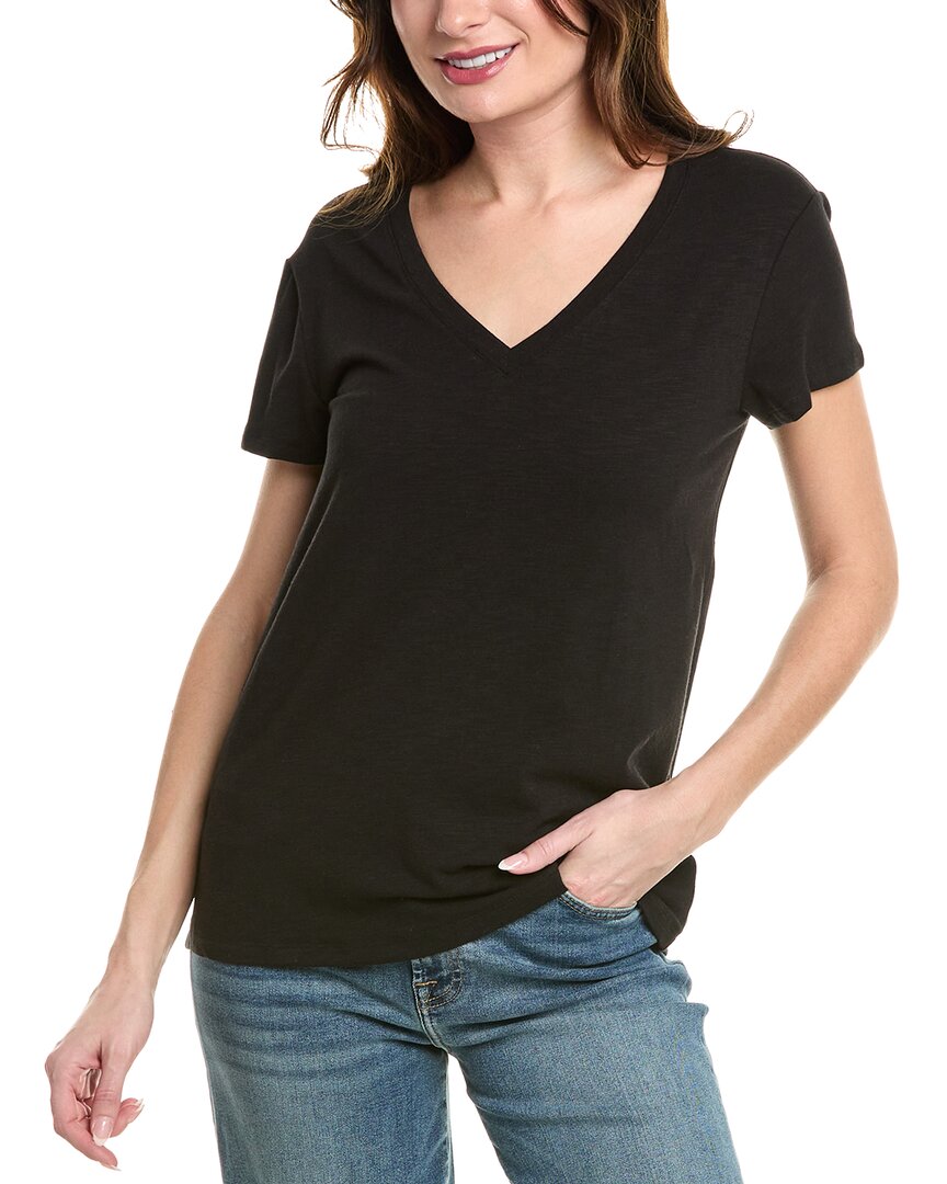 Splendid Kate Slub V-neck T-shirt In Black