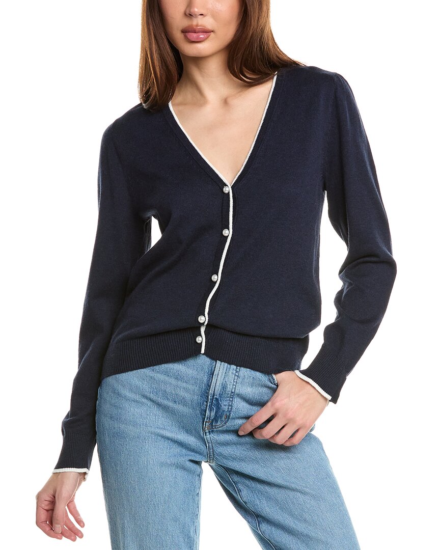Hannah Rose Pearl Button Trimmed Cashmere-blend Cardigan In Blue
