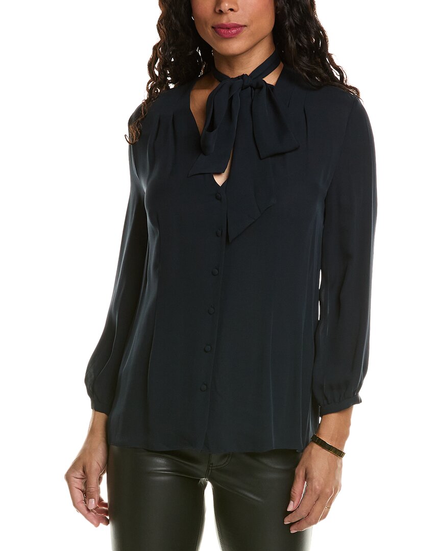 Elie Tahari Silk Scarf Blouse In Blue