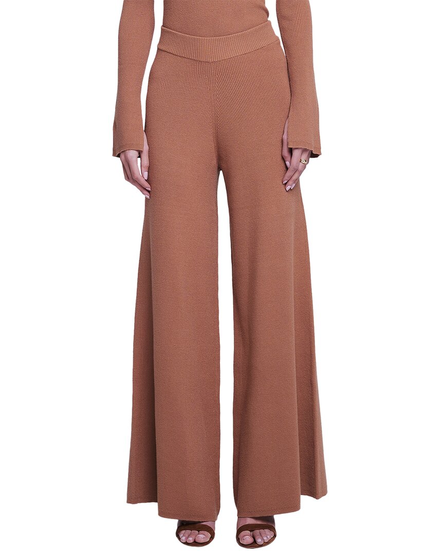 L Agence L'agence Kane Wide Leg Knit Pant In Brown