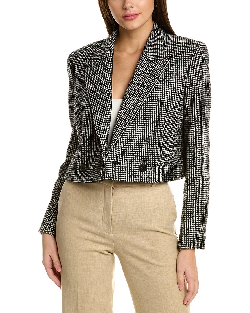 Lafayette 148 Tactile Wool Houndstooth Cropped Tuxedo Jacket In Multi ...