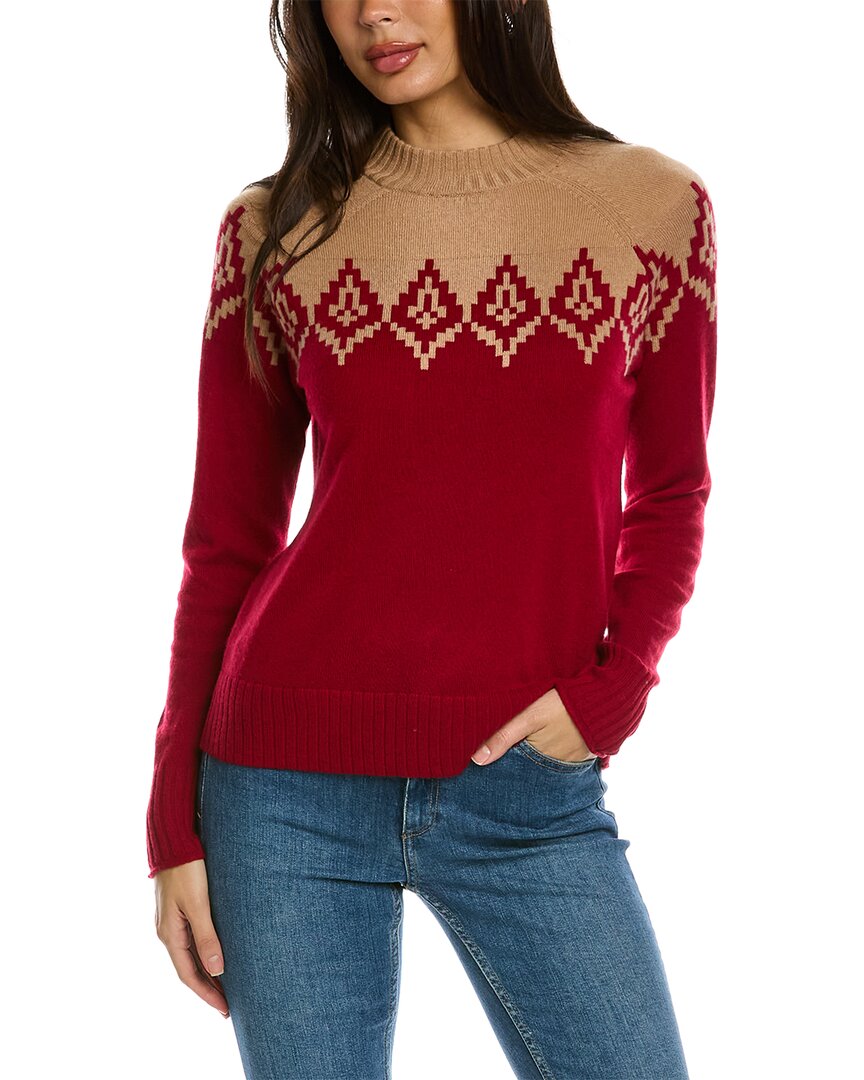 Shop Hannah Rose Diamond Peak Fairisle Wool & Cashmere-blend Sweater In Red