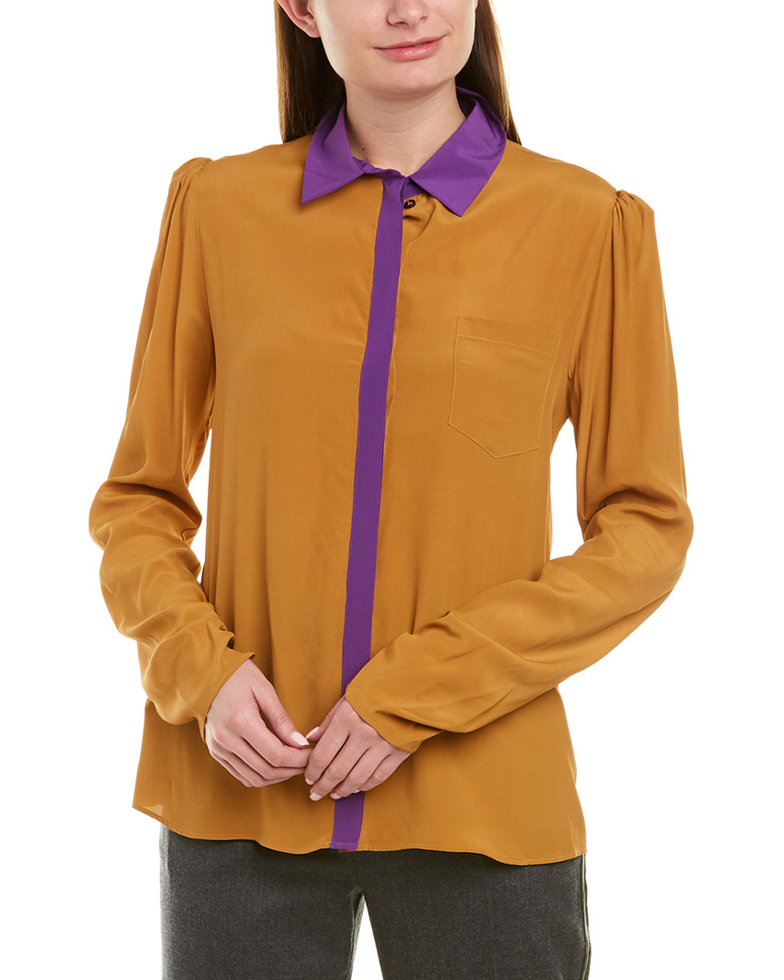 Image of Pinko Silk-Blend Colorblocked Top