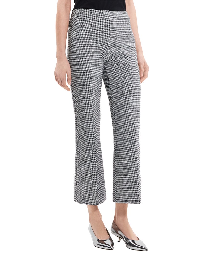 Theory Slim Houndstooth Kick Flare Pants In Grey