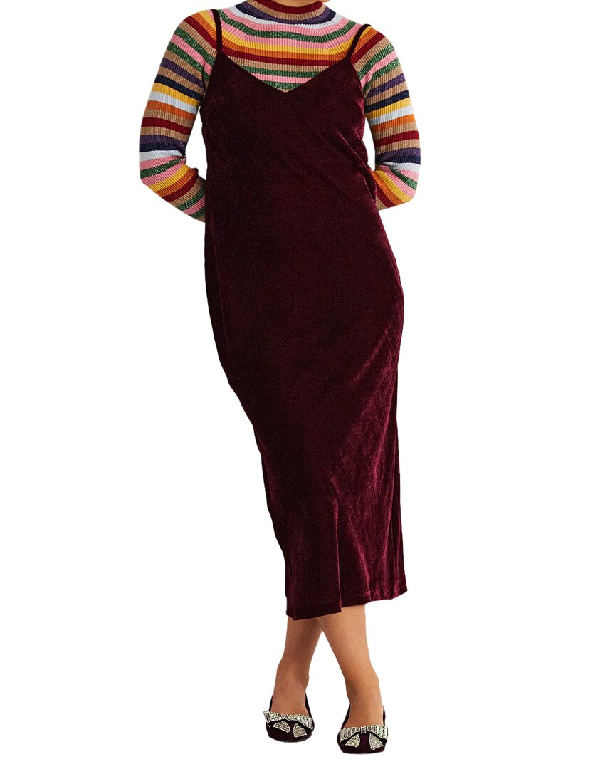 BODEN BODEN VELVET SLIP MIDI DRESS 