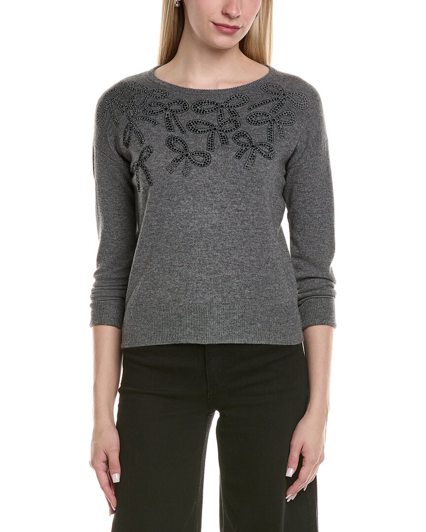 Sofiacashmere Bow Embellishment Wool & Cashmere-blend Sweater In Grey
