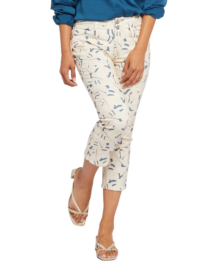 Nydj Chloe Hollywood Leaf Print Side Slit Capri Jeans