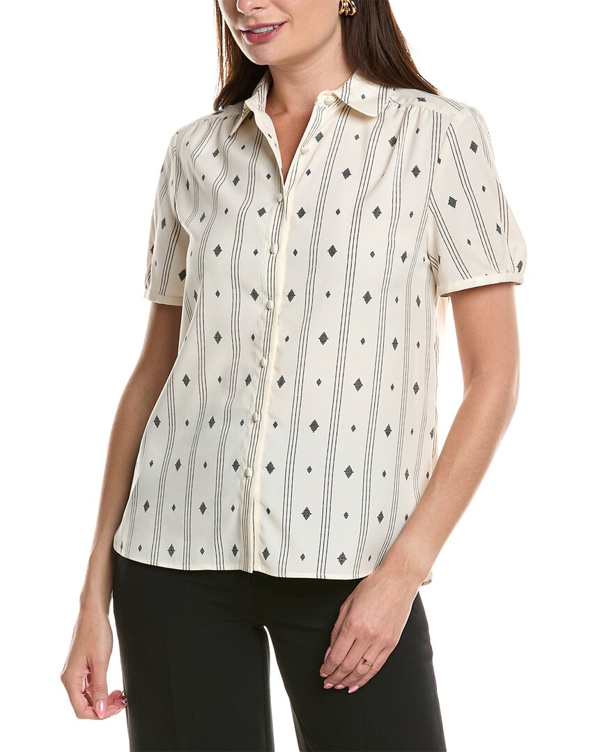 Anne Klein Diamond Pattern Short Sleeve Button-up Shirt