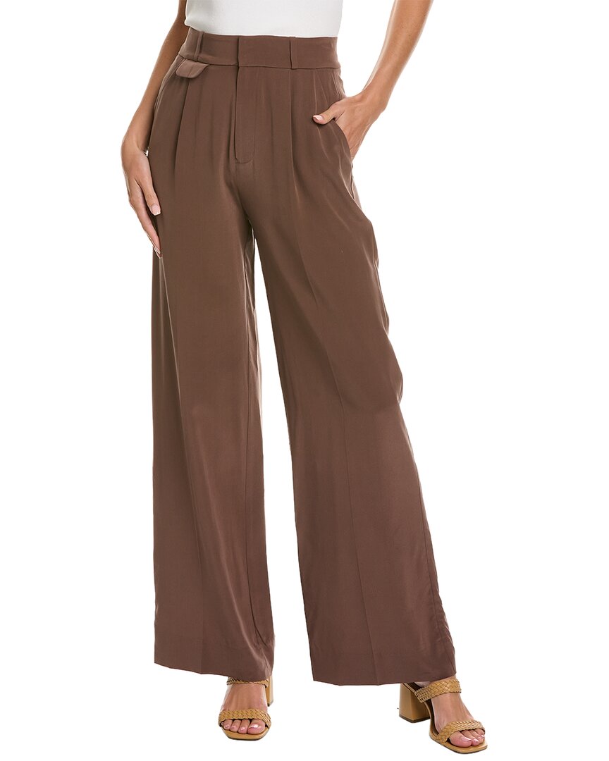 Women Brown Silk-Blend Wide-Leg Pant