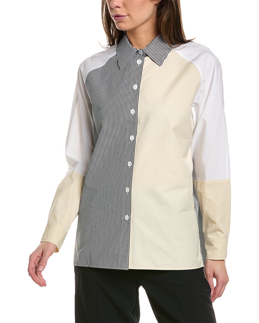 Lafayette 148 New York Colorblocked Blouse In Black