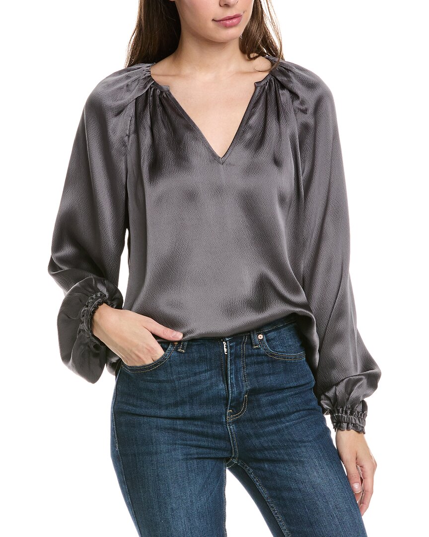 Go Silk Go> By Gosilk Foldover Silk Top In Grey