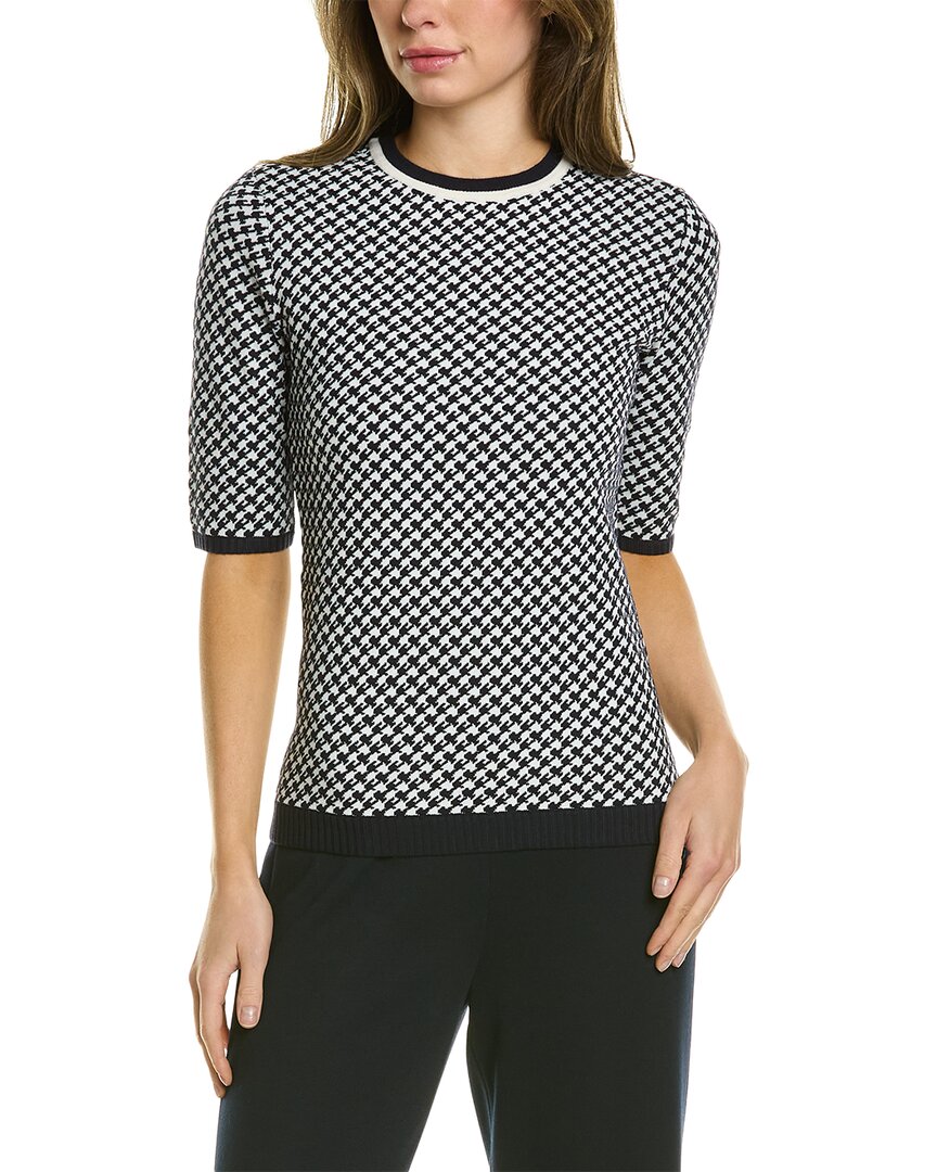 St. John Houndstooth Wool-blend Sweater In Navy