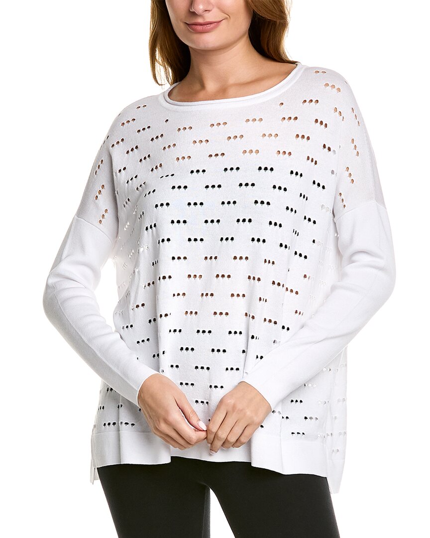 Planet Long 3 Hole Punch Sweater In White