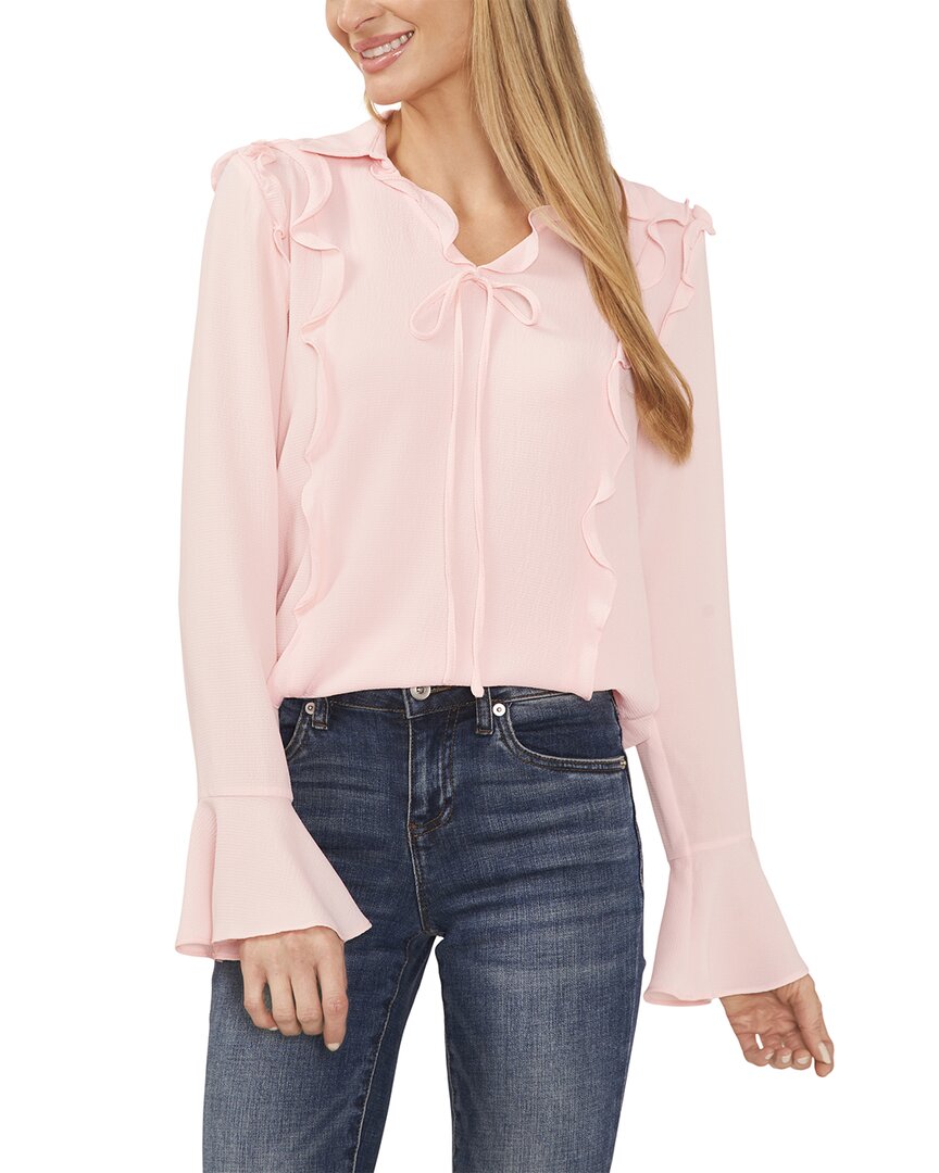 Cece Ruffle Bell Sleeve Crepe Top