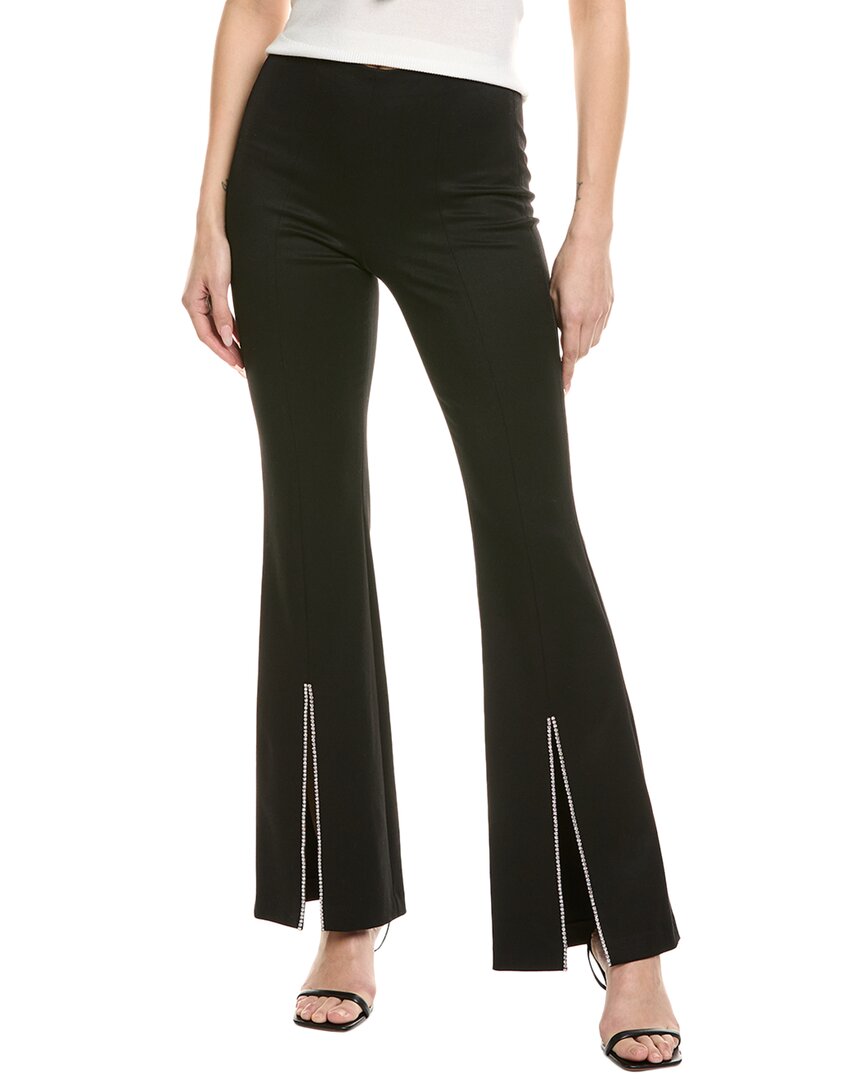 Alice And Olivia Rmp Bootcut Pants With Embellished Front Slits In Black