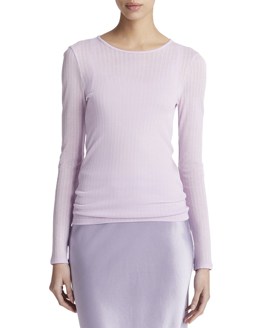 Shop Vince Sheer Crewneck Top In Pink