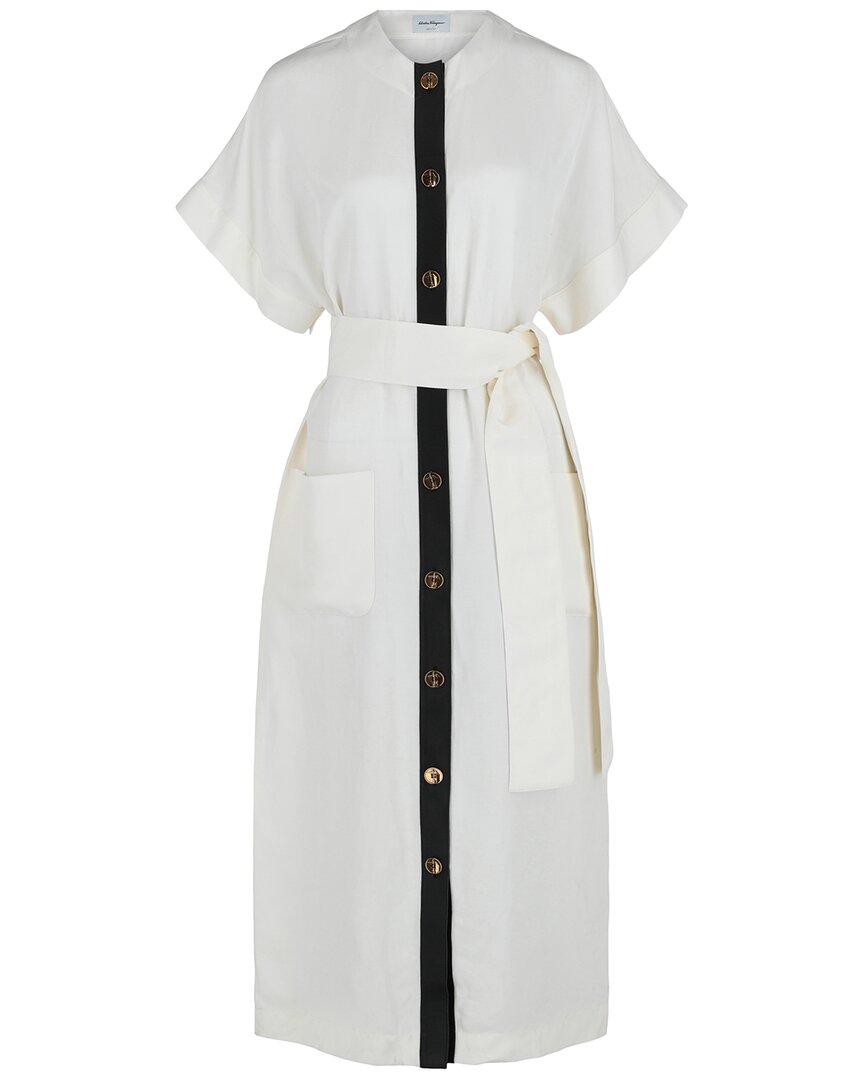 Ferragamo Short-sleeve Belted Maxi Dress