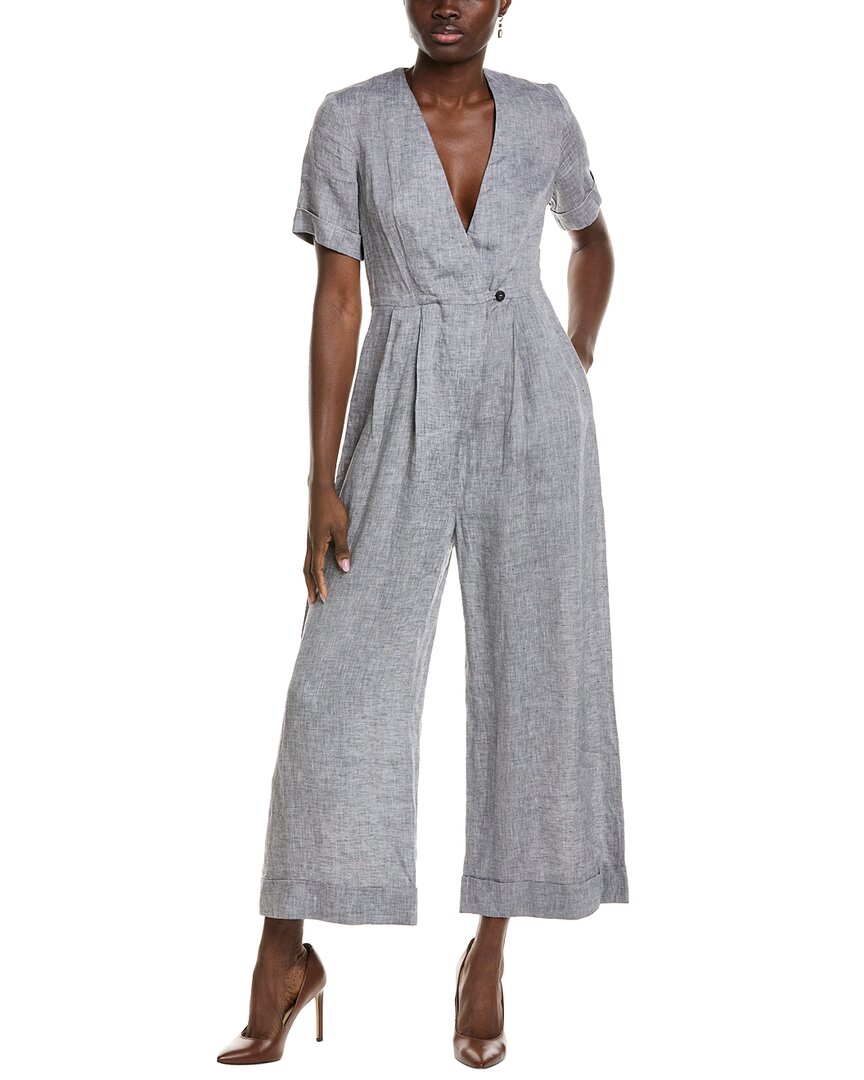 Shop Peserico Linen Jumpsuit In Black