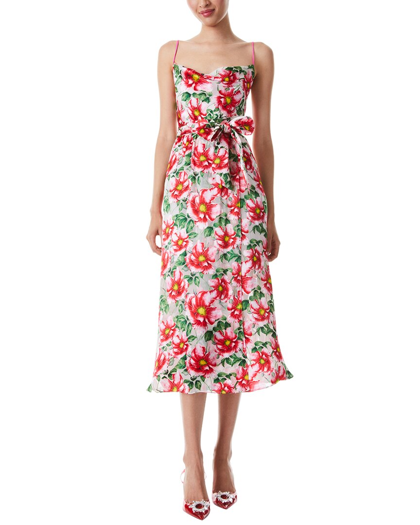 Pre-owned Alice And Olivia Alice + Olivia Samantha Cowl Neck Silk-blend Midi Dress Women's In High Tea Floral