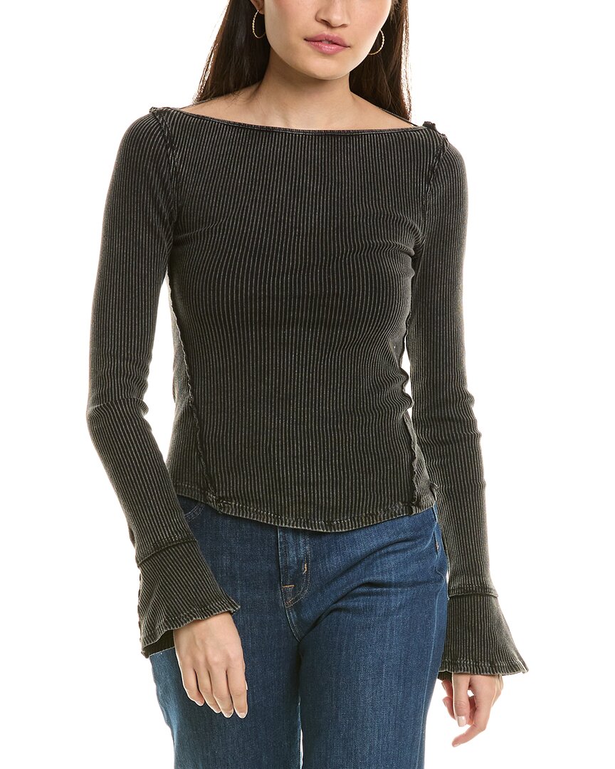 Free People Soul Sister Long Sleeve T-shirt In Black