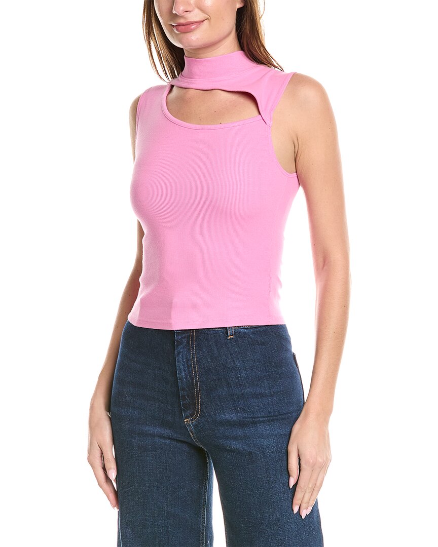 Shop Hudson Jeans Mock Neck Cutout Tank In Pink