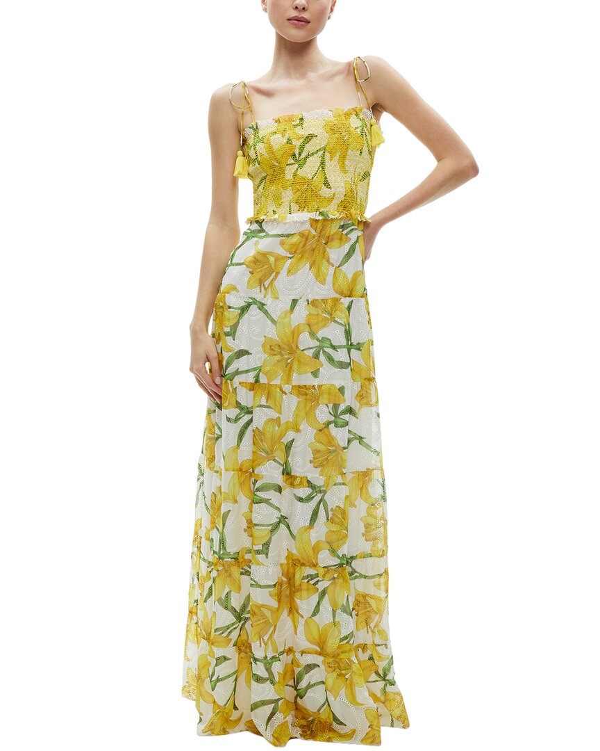 Alice And Olivia Marna Tiered Midi Tie Strap Dress