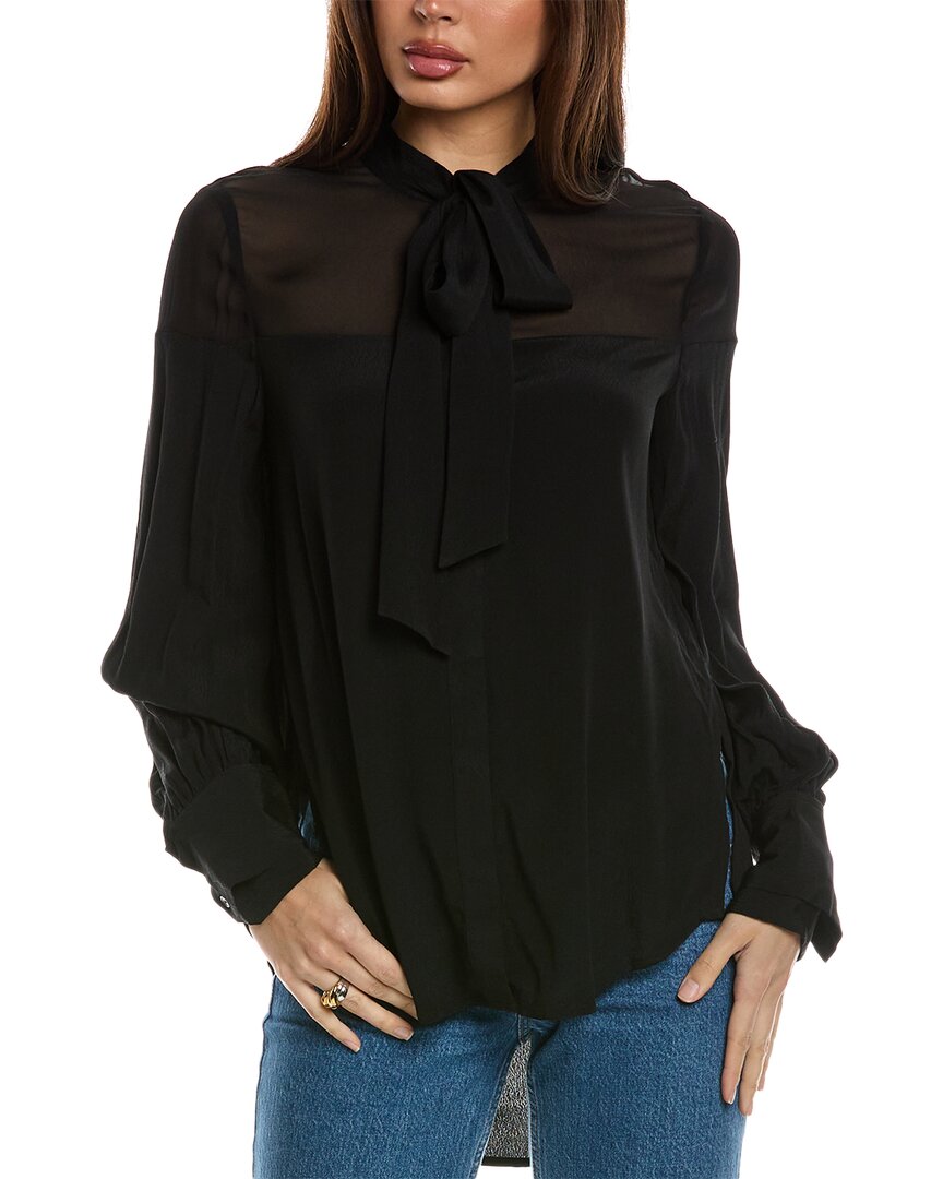 Reiss Arina-tie Neck Blouse 46517020 In Black