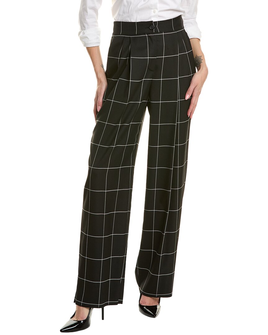 Emporio Armani Tweed Straight-leg Trousers In Black