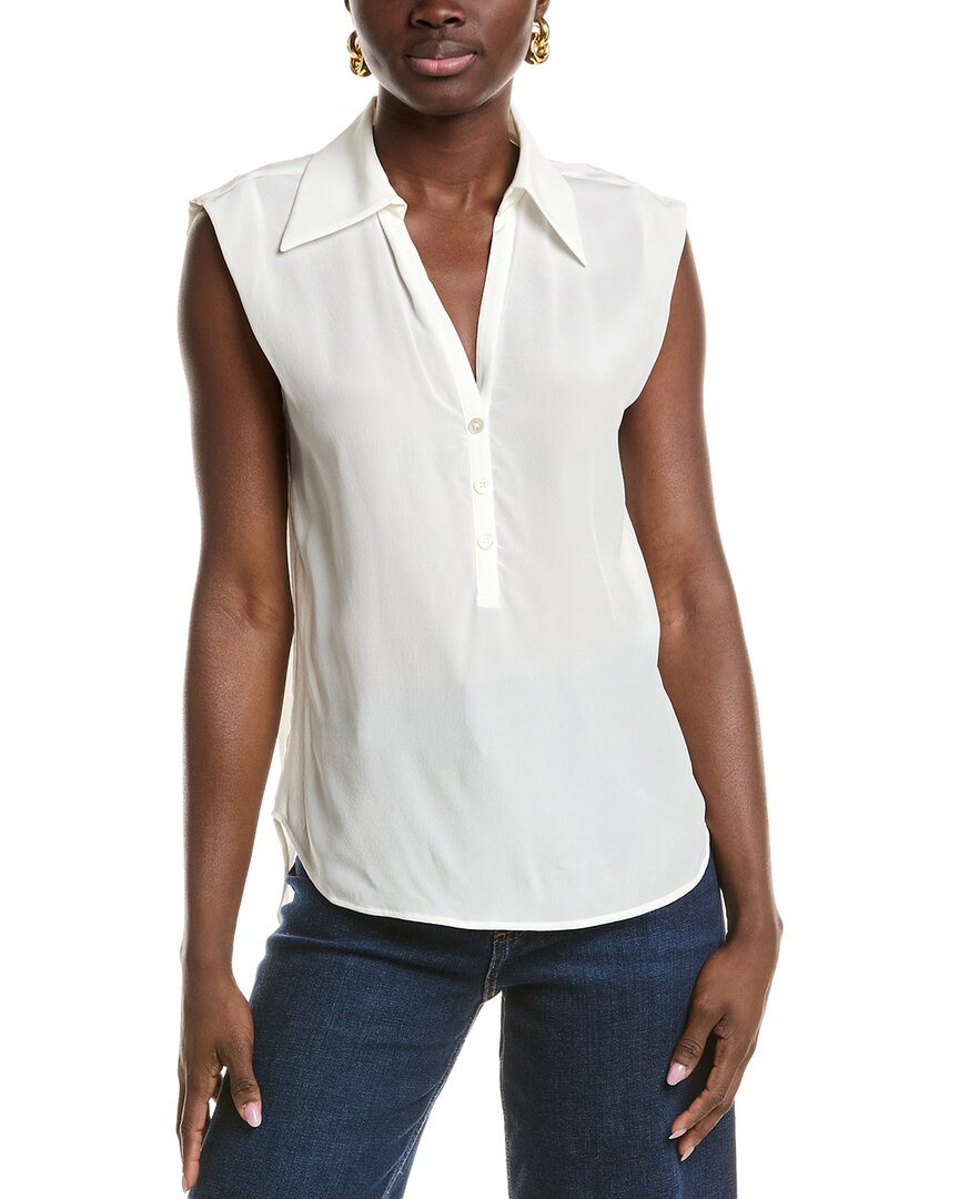 Equipment Henley Silk Blouse In White